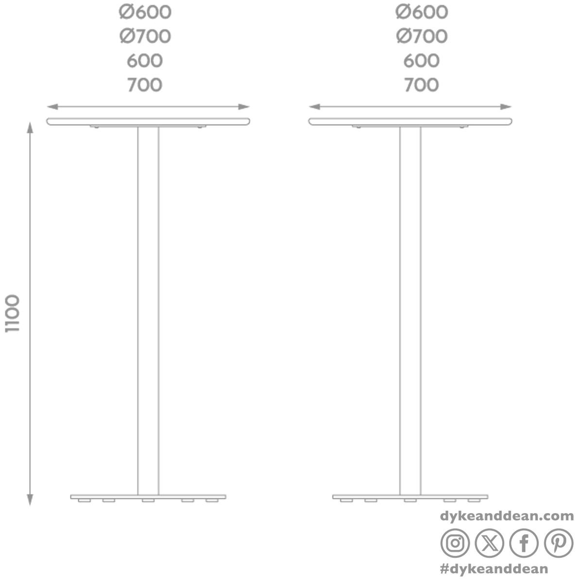 ADICO PLANA ROUND HIGH TABLE STEEL