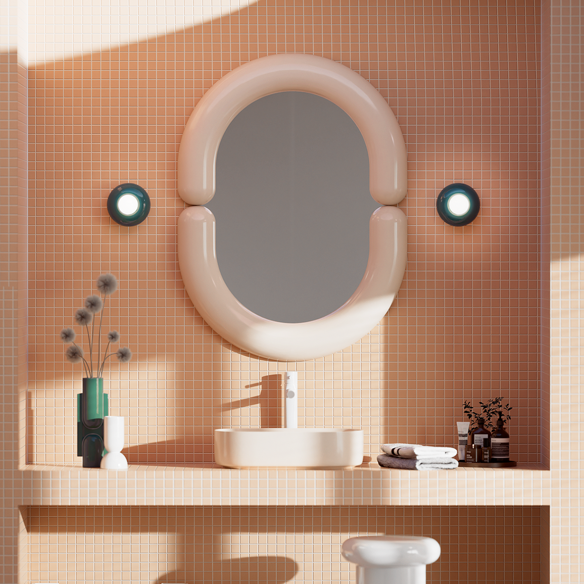 FERROLUCE BUMBUM CERAMIC DISC SCONCE WALL LIGHT