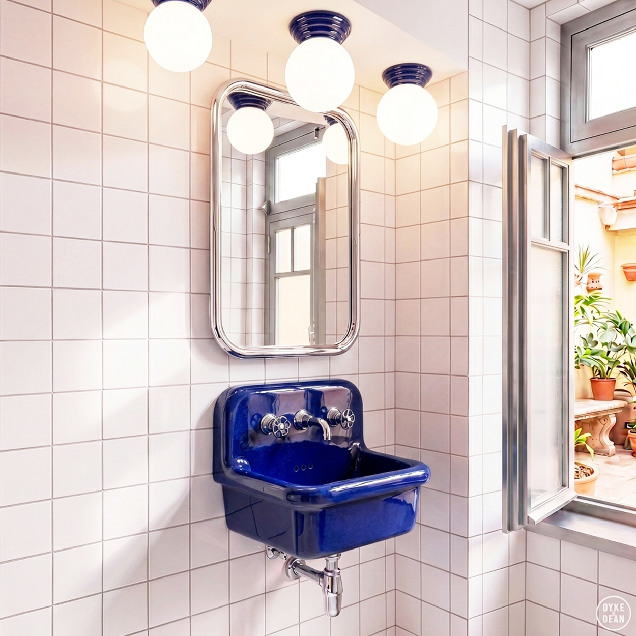 BLUE CERAMIC SCONCE WATERPROOF OPAL GLOBE CEILING LIGHT