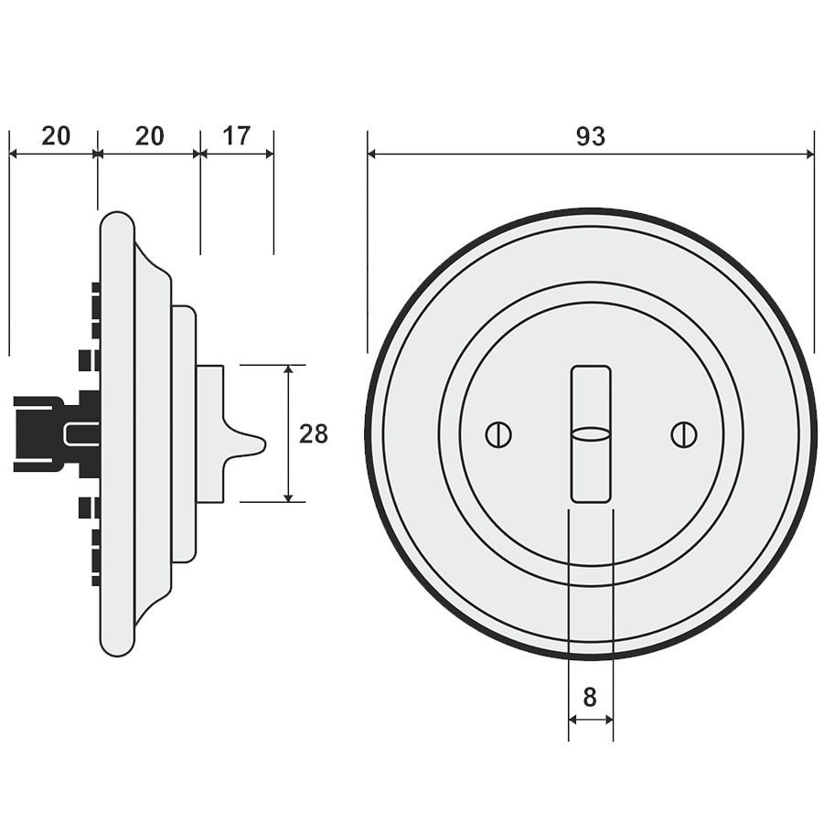 PORCELAIN WALL LIGHT SWITCH CARROT TOGGLE
