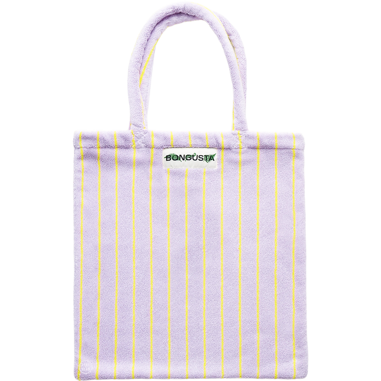 TOWEL FABRIC TOTE BAG LILAC & NEON YELLOW