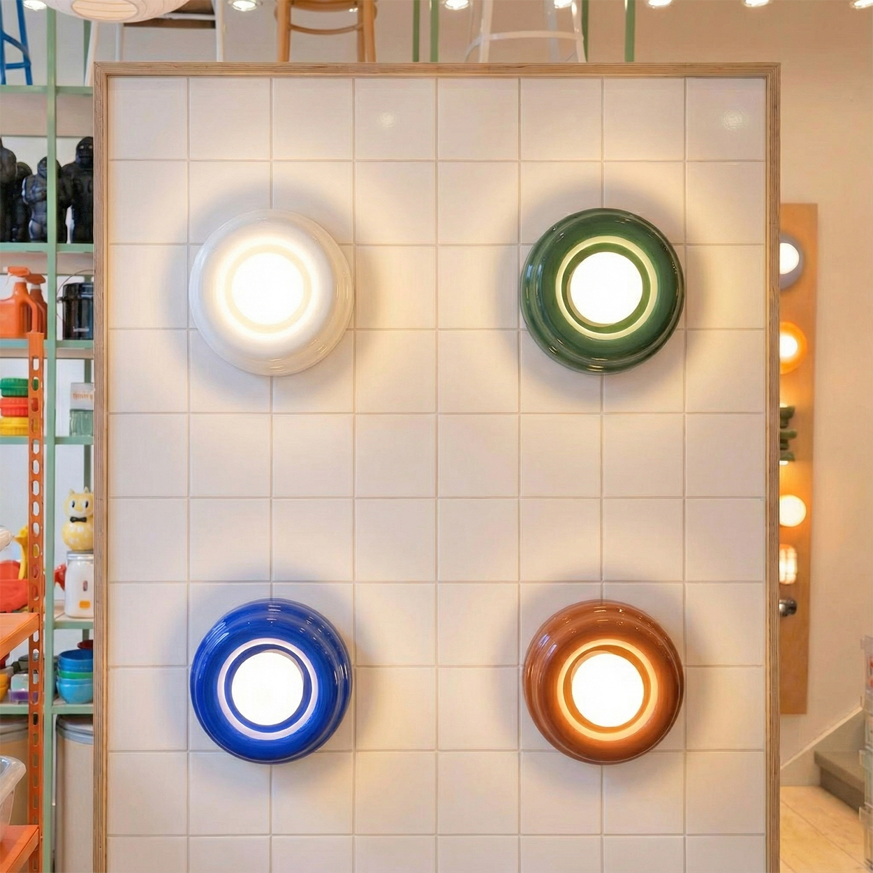 WALNUT ORBIT GLASS GLOBE WALL CEILING LIGHT