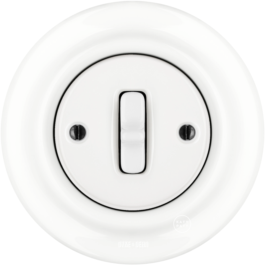 INTERRUTTORE DELLA LUCE DA PARETE IN PORCELLANA DI FAGGIO BIANCO TOGGLE