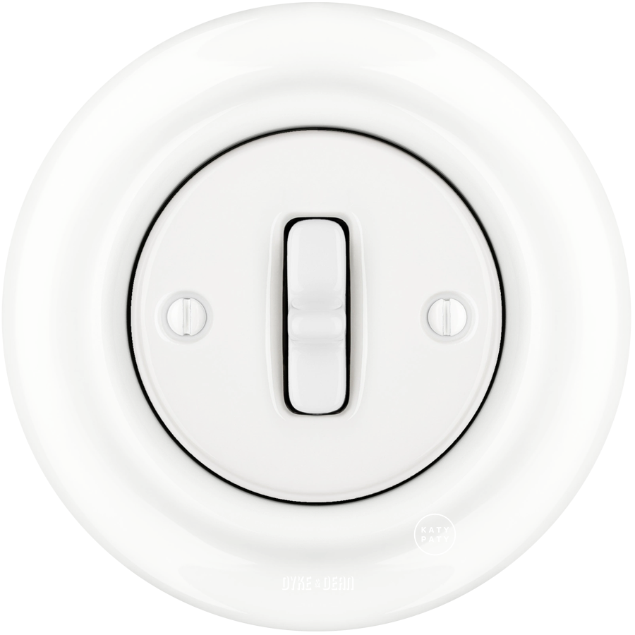 INTERRUTTORE DELLA LUCE DA PARETE IN PORCELLANA DI FAGGIO BIANCO TOGGLE