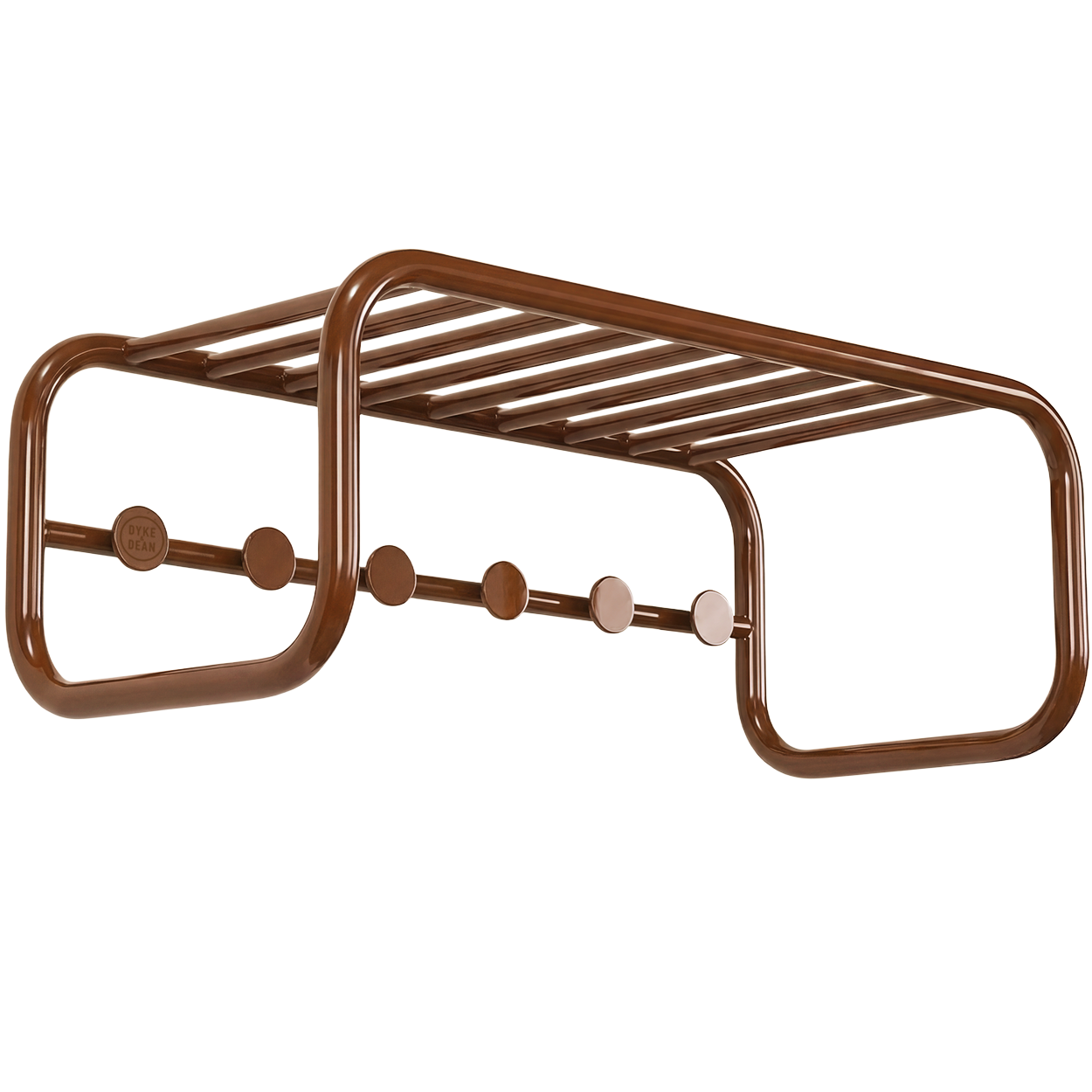 RETRO TUBE HALLWAY WALL COAT RACK SHELF BROWN