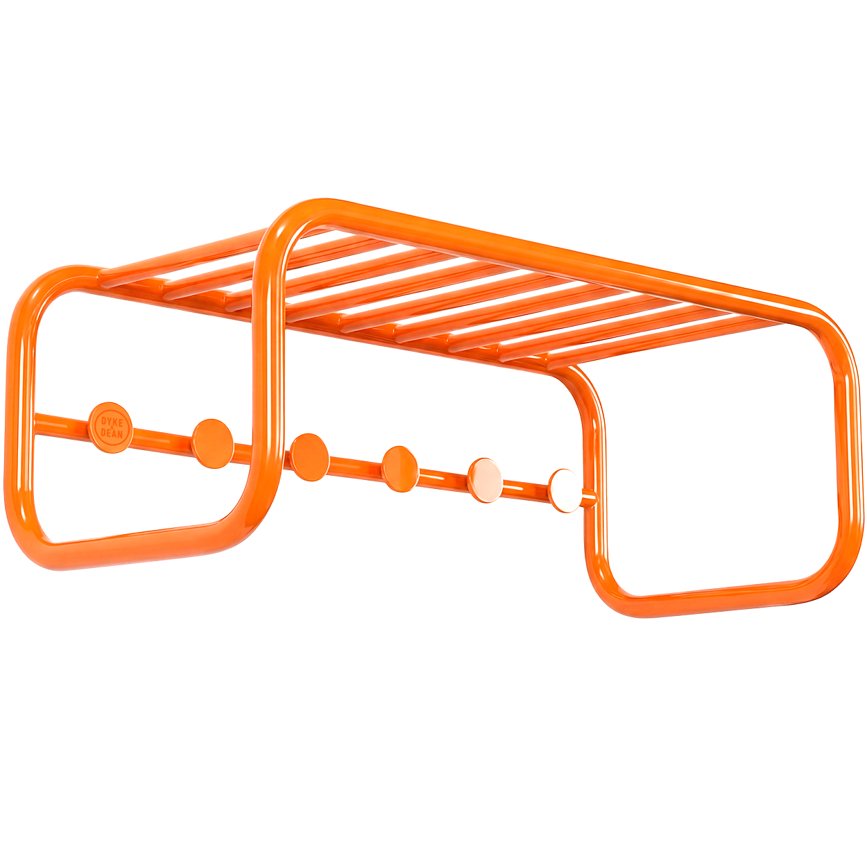 RETRO TUBE HALLWAY WALL COAT RACK SHELF ORANGE