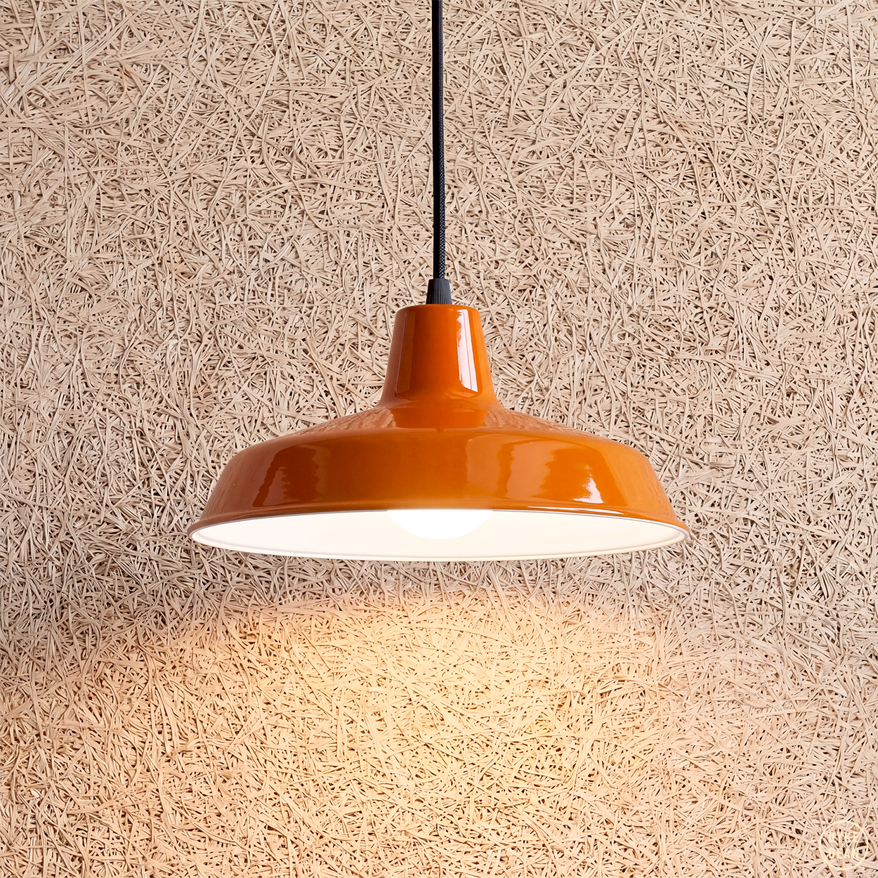 DYKE & DEAN SMALL PENDANT LAMPSHADE ORANGE E27 BULB HOLDER