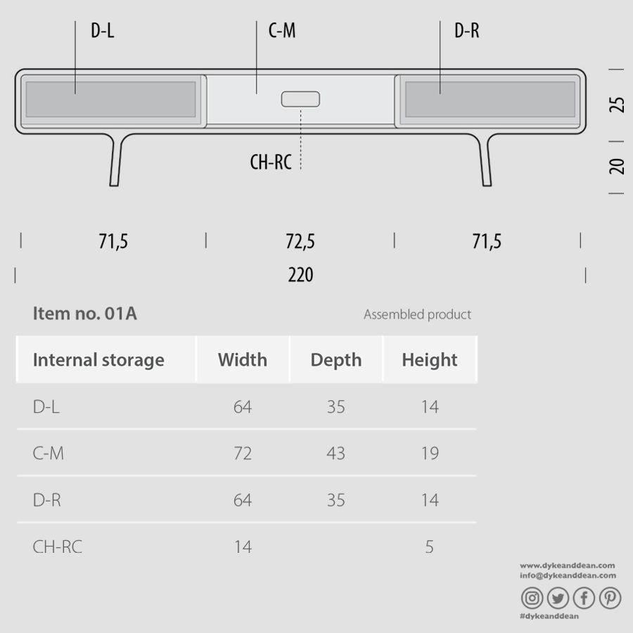 GAZZDA FAWN LOW SIDE BOARD WALNUT 2 DRAWERS
