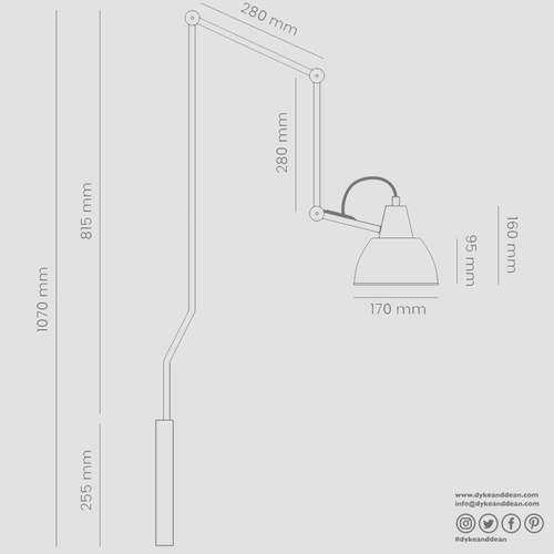 AIDA WALL AND CEILING LONG ADJUSTABLE ARM LIGHT SHADE RED WINE - DYKE & DEAN