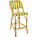 BISTRO RATTAN BAR CHAIR STRIPES YELLOW GREEN - DYKE & DEAN