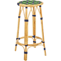 BISTRO RATTAN BAR STOOL CROSSES BLUE GREEN - DYKE & DEAN