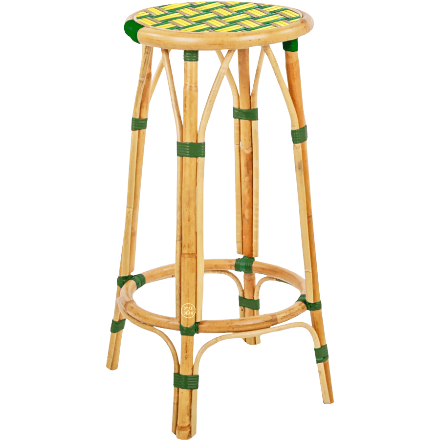 BISTRO RATTAN BAR STOOL WEAVE GREEN YELLOW - DYKE & DEAN