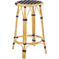 BISTRO RATTAN COUNTER STOOL SQUARE NAVY GOLD - DYKE & DEAN