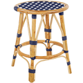 BISTRO RATTAN COURT STOOL SQUARE NAVY WHITE - DYKE & DEAN