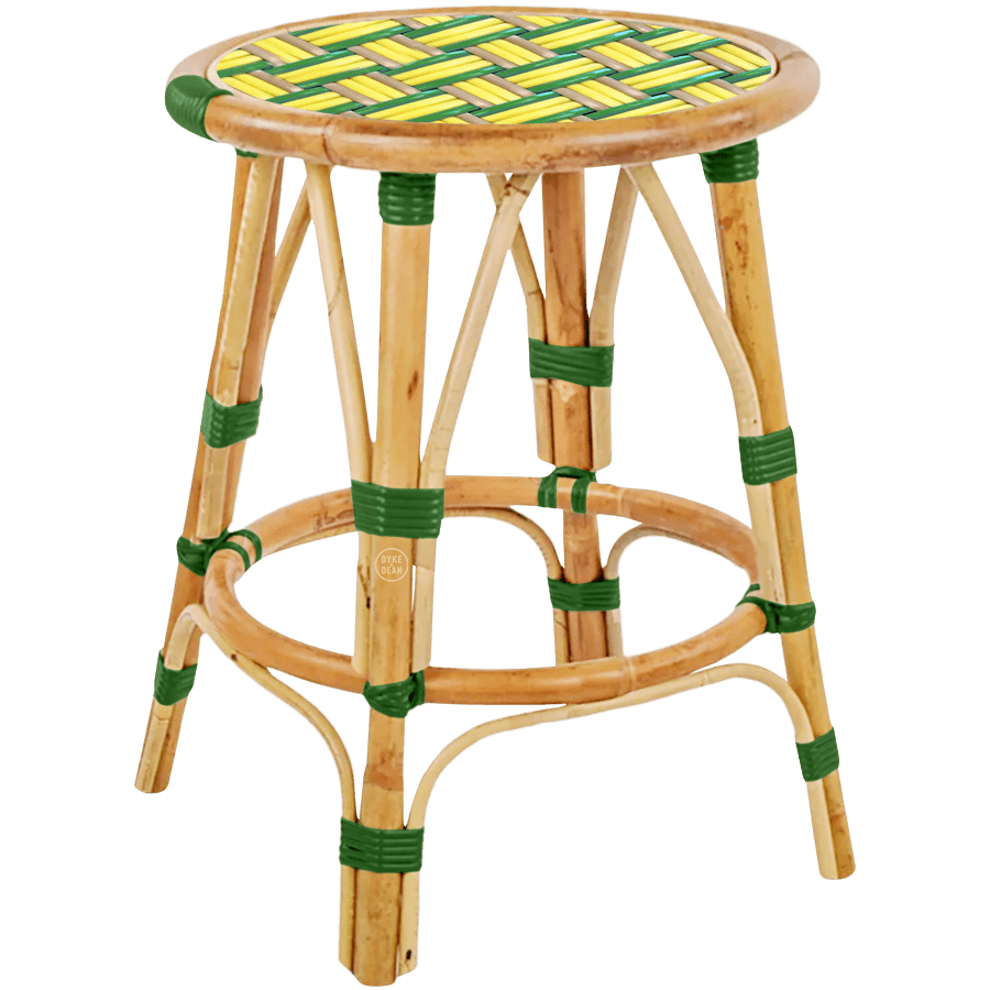 BISTRO RATTAN COURT STOOL WEAVE GREEN YELLOW - DYKE & DEAN