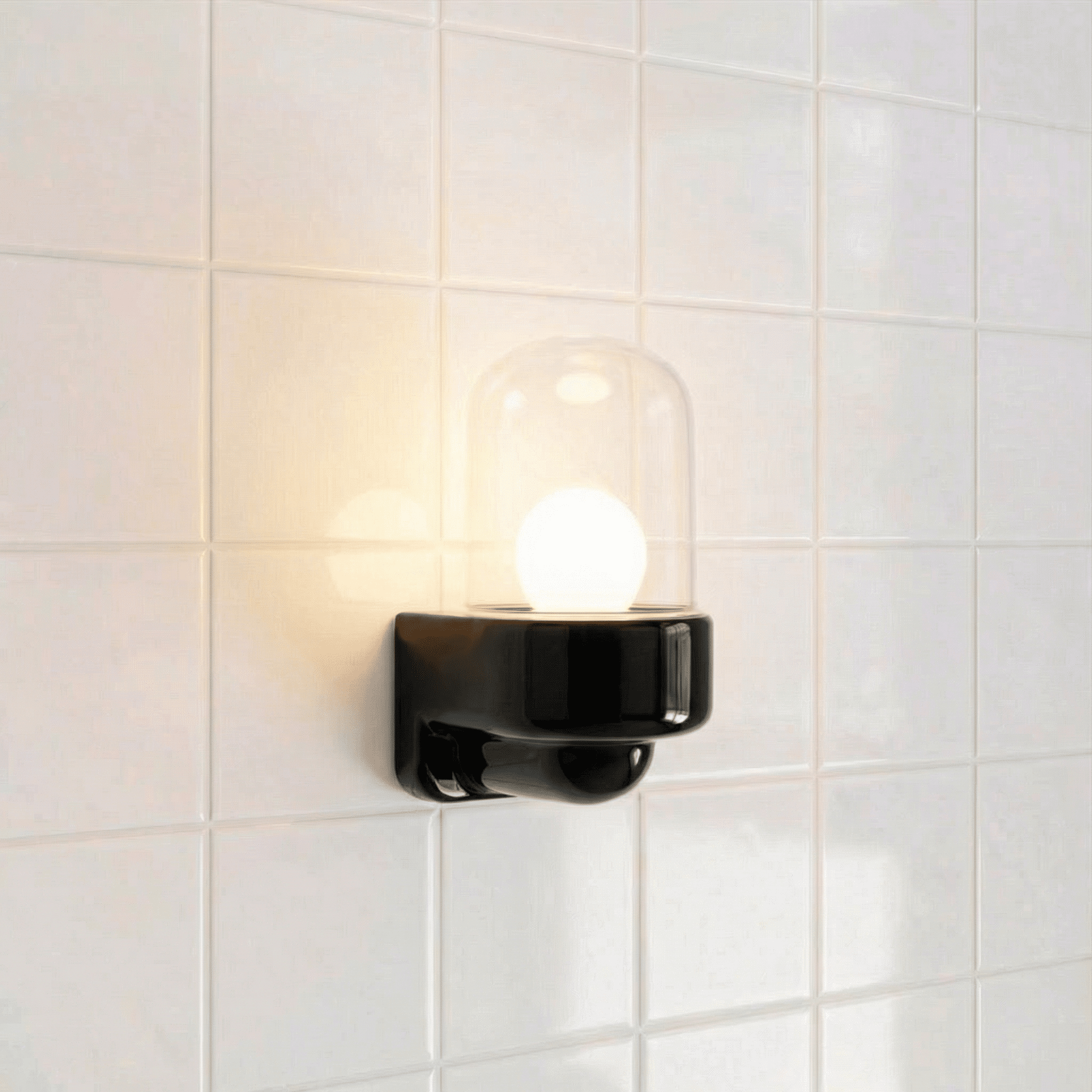 BLACK CLEAR PORCELAIN WATERPROOF SAUNA WALL LIGHT - DYKE & DEAN
