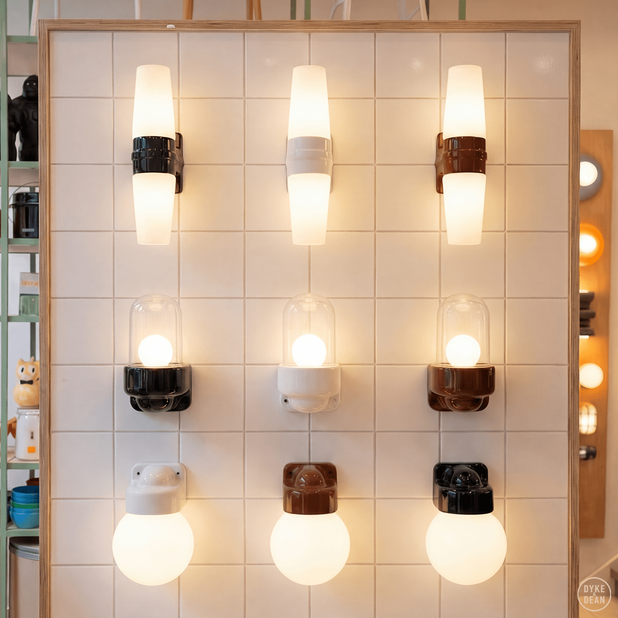 BLACK DOUBLE PORCELAIN WATERPROOF WALL MOUNTED LIGHT - DYKE & DEAN