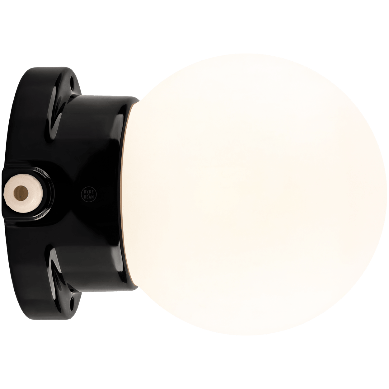 BLACK PORCELAIN GLOBE WATERPROOF WALL LIGHT - DYKE & DEAN