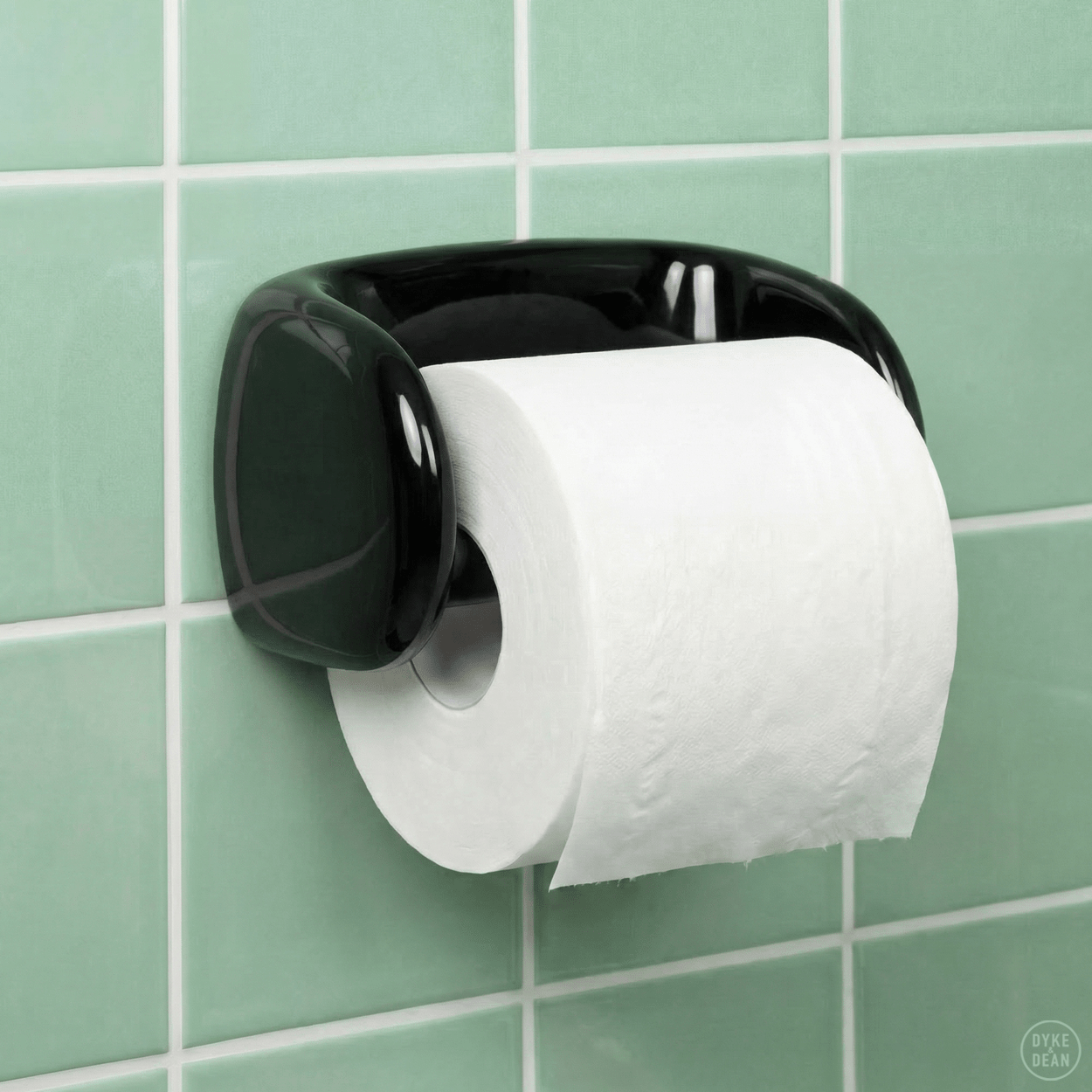 BLACK PORCELAIN TOILET PAPER HOLDER - DYKE & DEAN