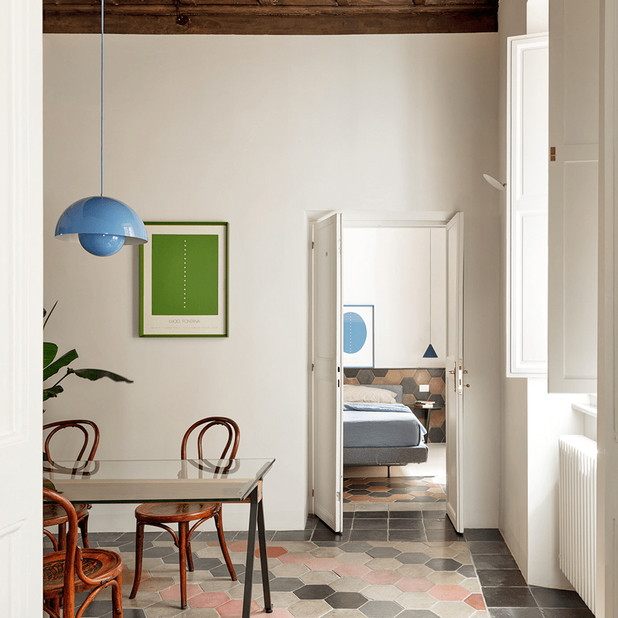 BLOOM POT PENDANT LAMP BLUE LARGE - DYKE & DEAN