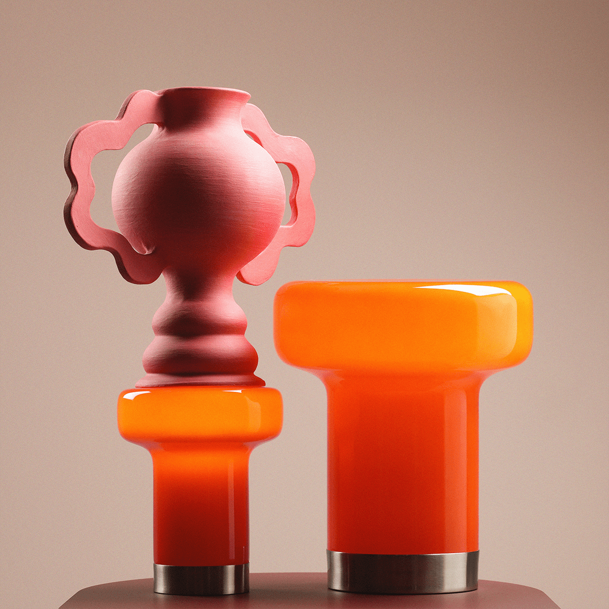 BONBON GLASS TABLE LIGHT ORANGE MEDIUM - DYKE & DEAN