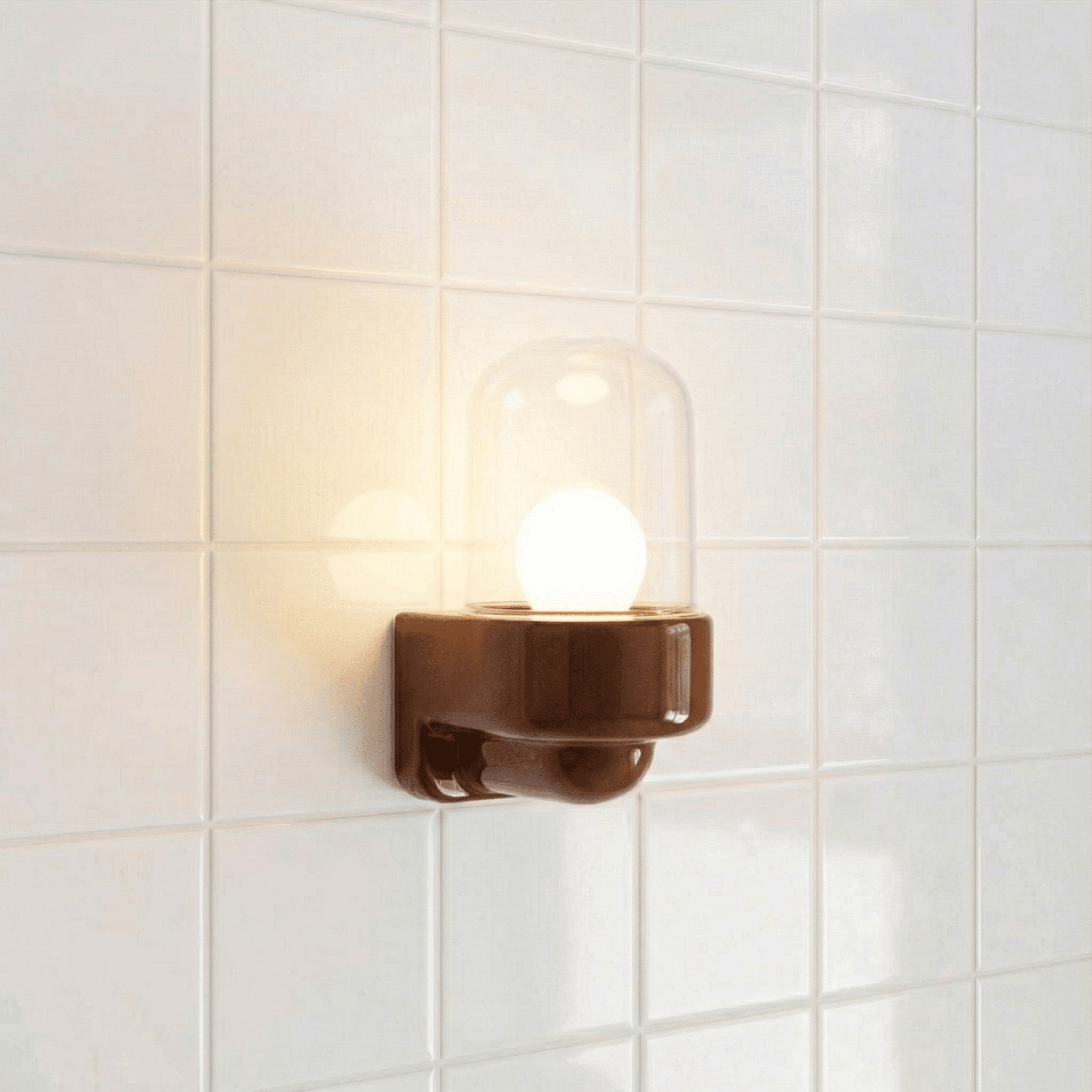BROWN CLEAR PORCELAIN WATERPROOF SAUNA WALL LIGHT - DYKE & DEAN
