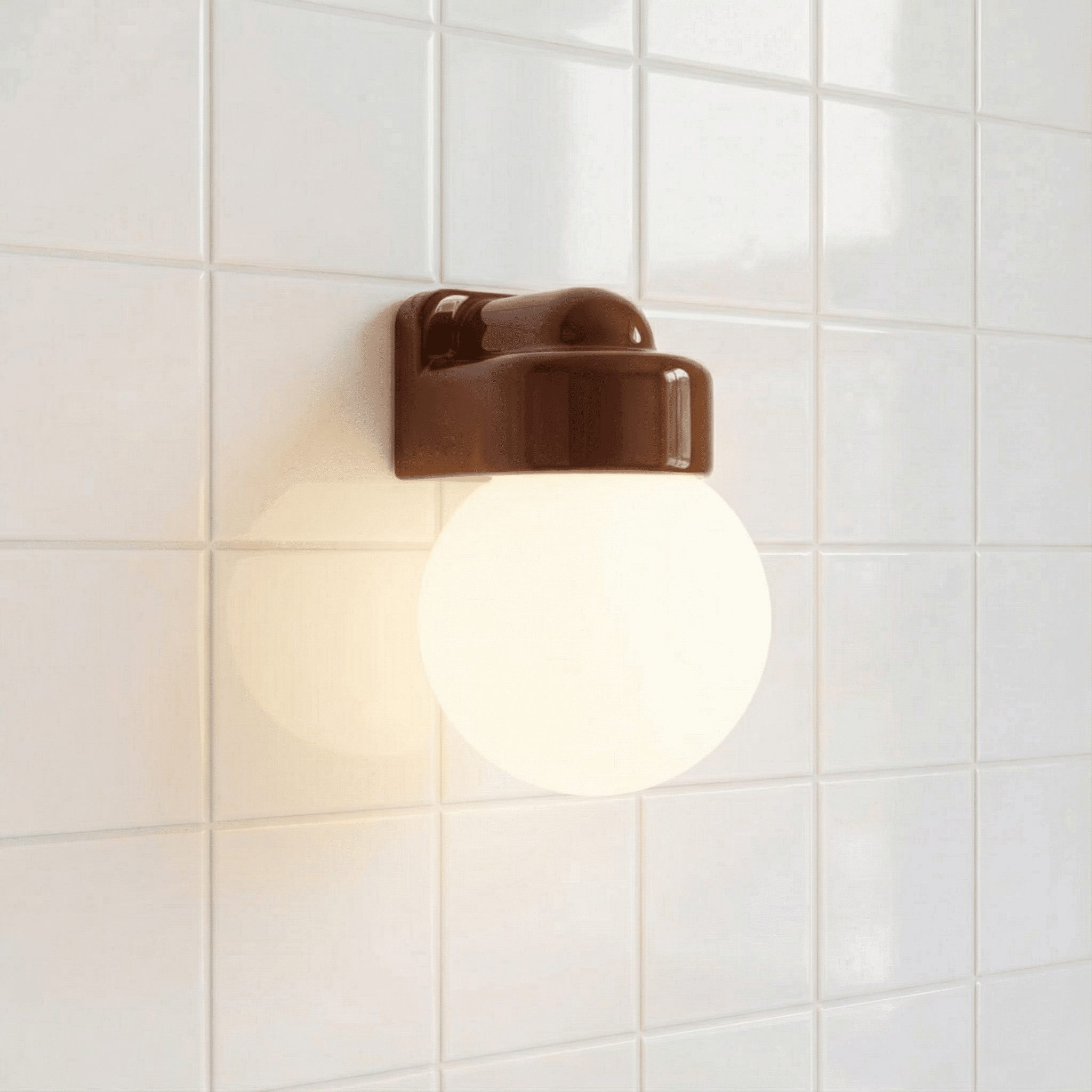 BROWN GLOBE PORCELAIN WATERPROOF SAUNA WALL LIGHT - DYKE & DEAN