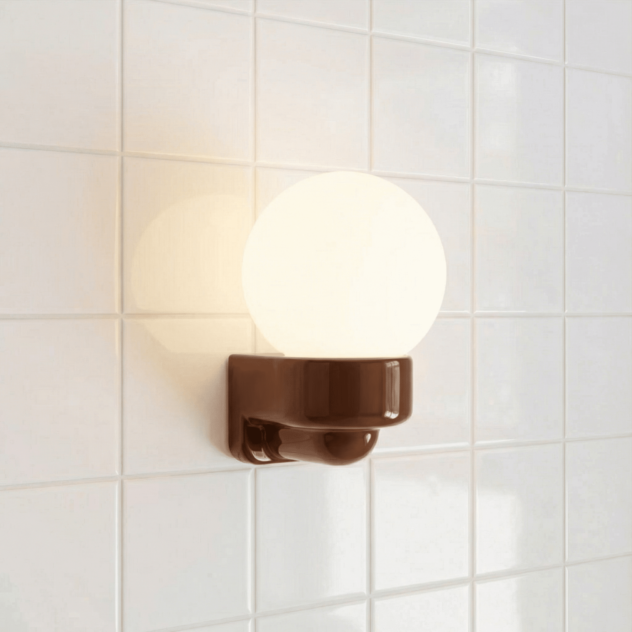 BROWN GLOBE PORCELAIN WATERPROOF SAUNA WALL LIGHT - DYKE & DEAN