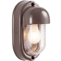 BROWN PORCELAIN VERTICAL BULKHEAD LAMP - DYKE & DEAN