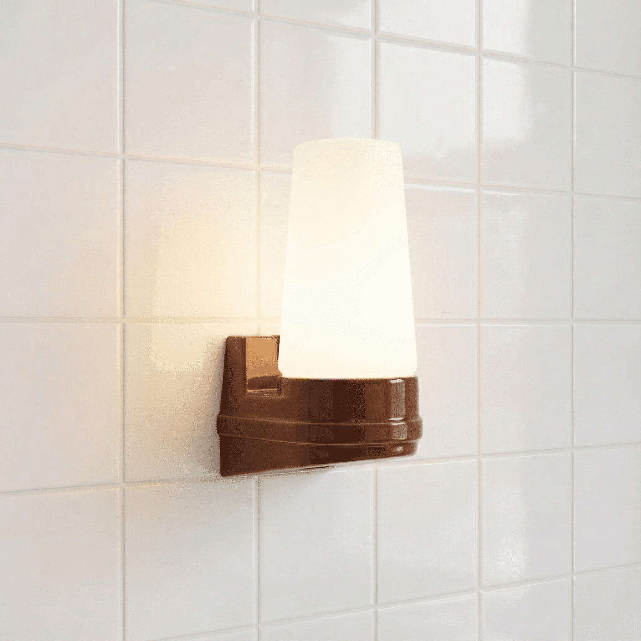 BROWN PORCELAIN WATERPROOF SWEDISH WALL LIGHT - DYKE & DEAN