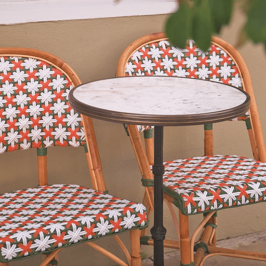 CARRARA WHITE CERAMIC FRENCH BISTRO TABLE 24” - DYKE & DEAN