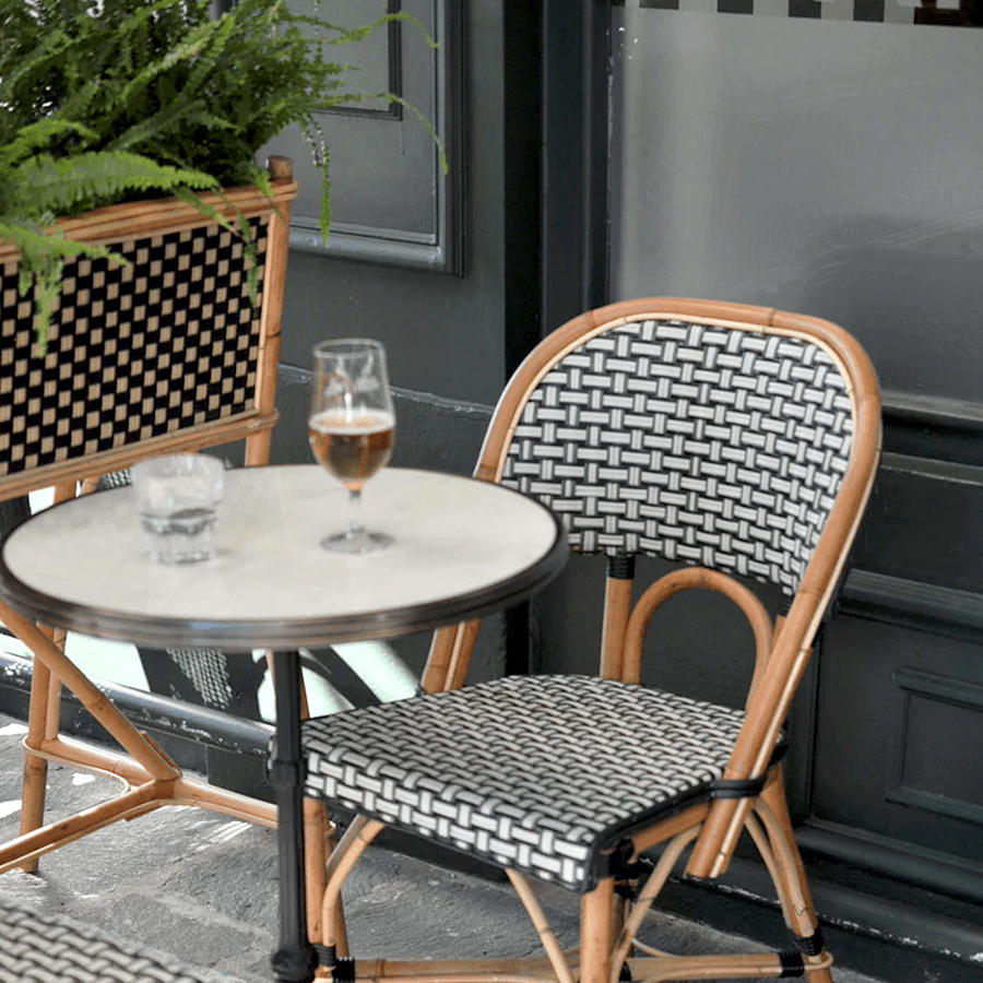 CARRARA WHITE MARBLE FRENCH BISTRO TABLE 28” - DYKE & DEAN