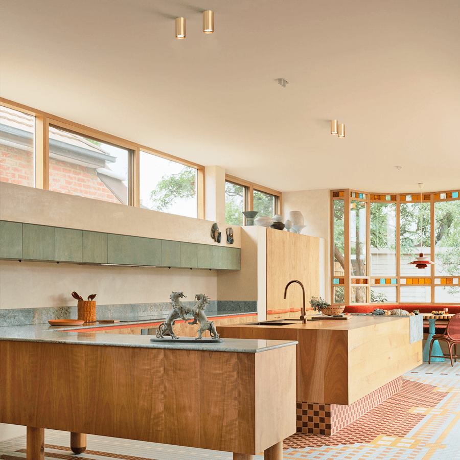 CEILING CYLINDER SPOT LAMP BRASS - DYKE & DEAN