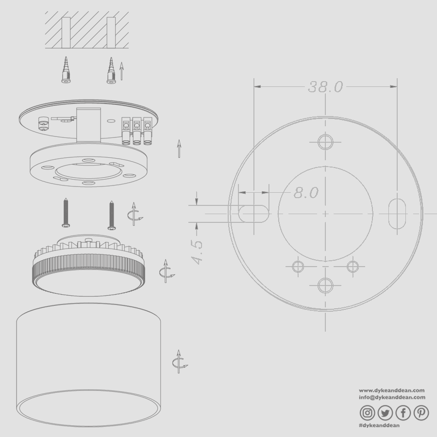CEILING PUCK LIGHT BRASS - DYKE & DEAN