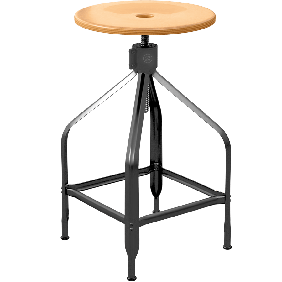 CHAISES NICOLLE TALL ADJUSTABLE SWIVEL STOOL WOOD - DYKE & DEAN