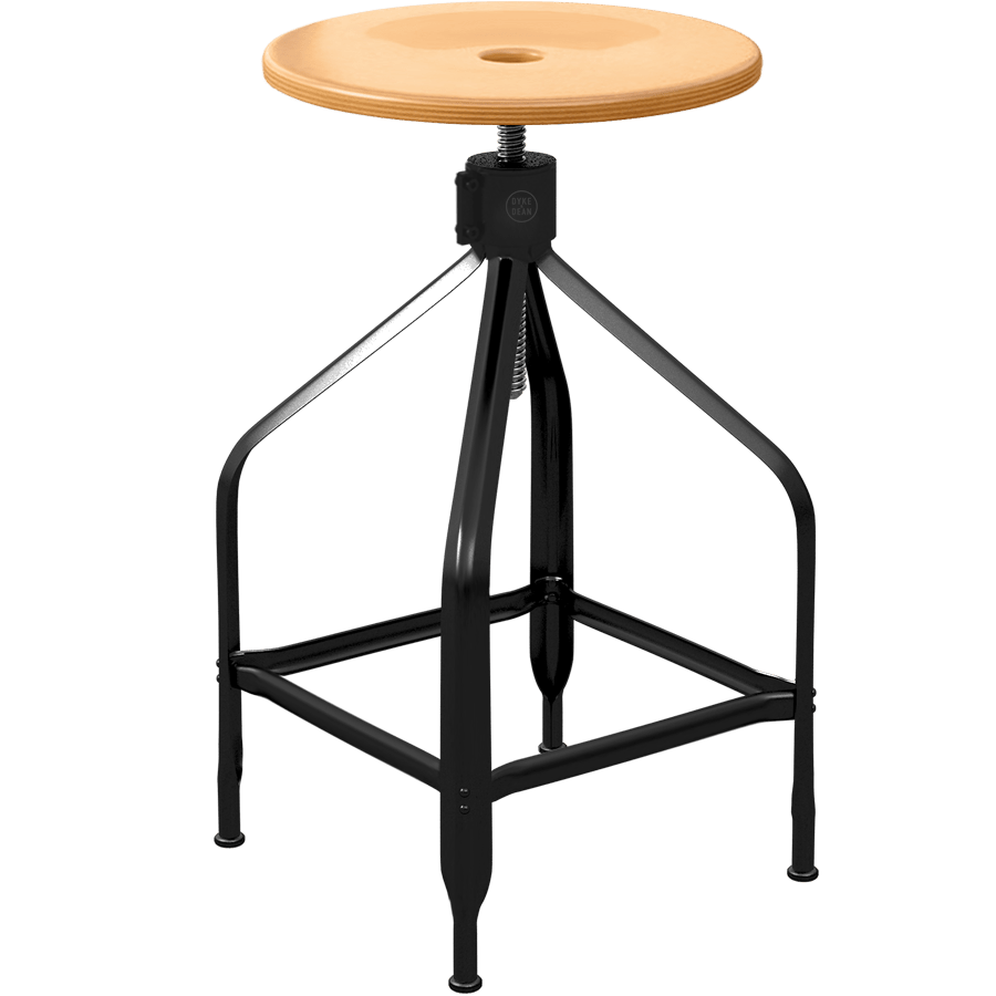 CHAISES NICOLLE TALL ADJUSTABLE SWIVEL STOOL WOOD - DYKE & DEAN