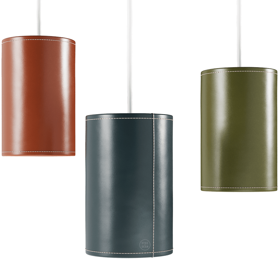 CUERO CYLINDER LEATHER PENDANT LIGHT BLACK - DYKE & DEAN