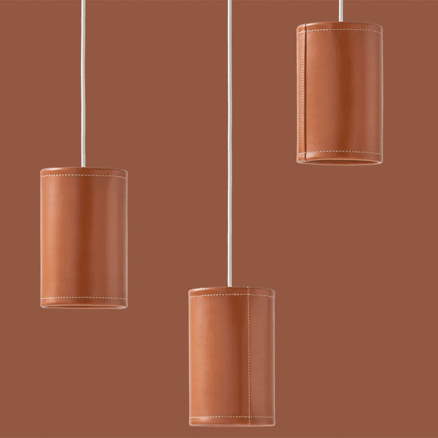 CUERO CYLINDER LEATHER PENDANT LIGHT POLO - DYKE & DEAN