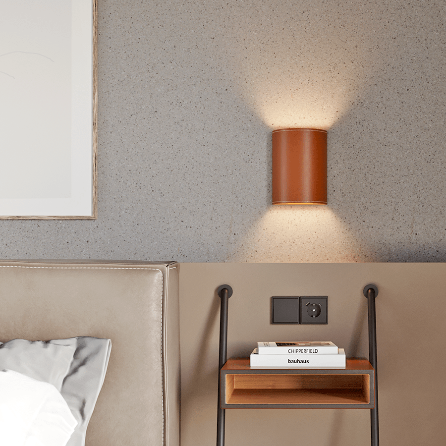 CUERO LEATHER E27 WALL LIGHT LARGE GRAPHITE - DYKE & DEAN