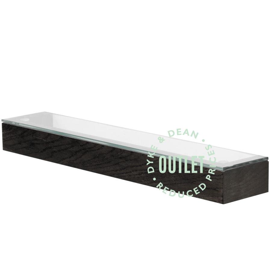 DARK OAK SLIMLINE SHELF WITH GLASS TOP OUTLET - DYKE & DEAN