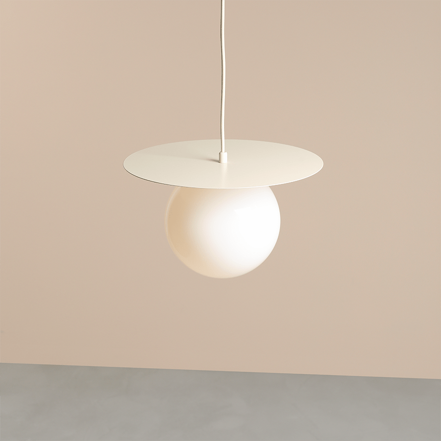 DISC GLOBE HANGING PENDANT LIGHT CREAM MEDIUM - DYKE & DEAN