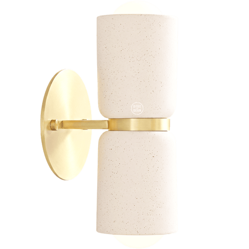 DOUBLE CERAMIC UP DOWN LIGHT WITH BRASS WALL PLATE - DYKE & DEAN