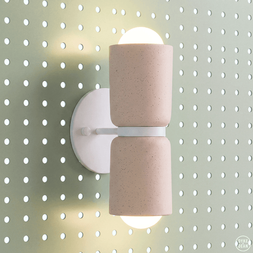 DOUBLE CERAMIC UP DOWN LIGHT WITH WHITE WALL PLATE - DYKE & DEAN
