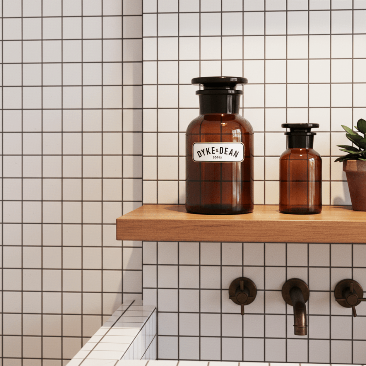 DYKE & DEAN APOTHECARY JAR BROWN GLASS 1000ML - DYKE & DEAN