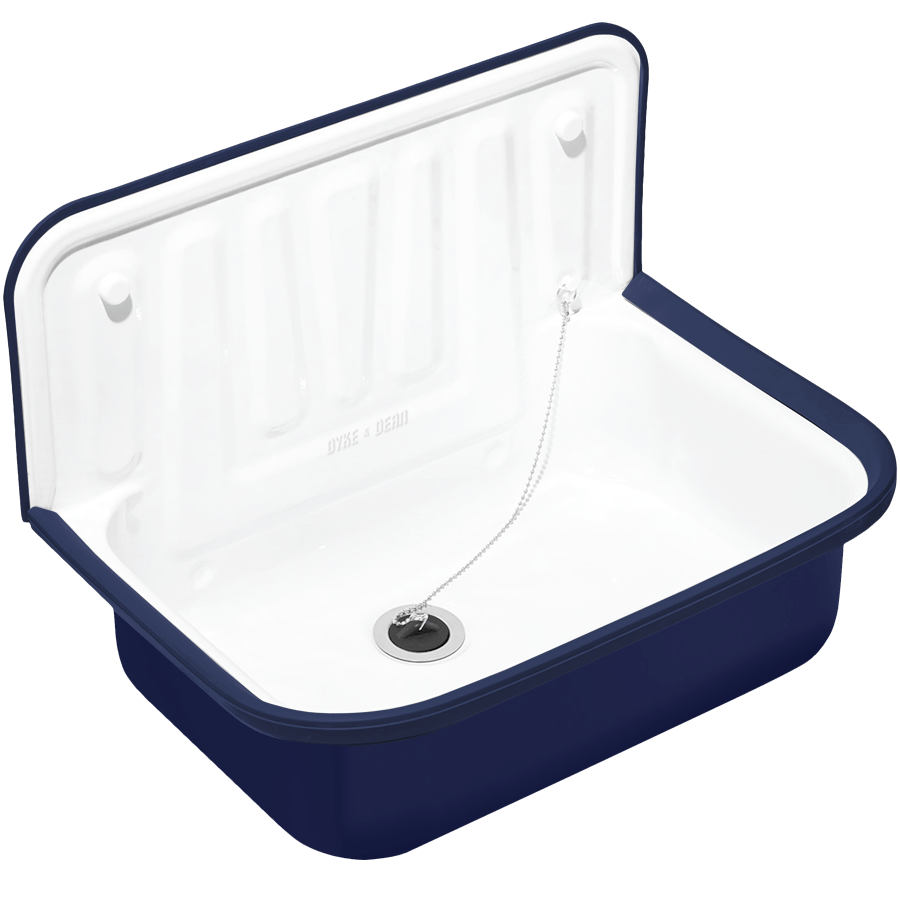 DYKE & DEAN BLUE ENAMEL BUCKET SINK BLACK RIM - DYKE & DEAN