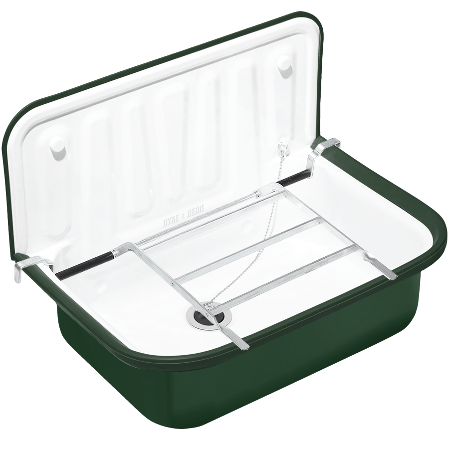 DYKE & DEAN GREEN ENAMEL BUCKET SINK GREEN RIM - DYKE & DEAN