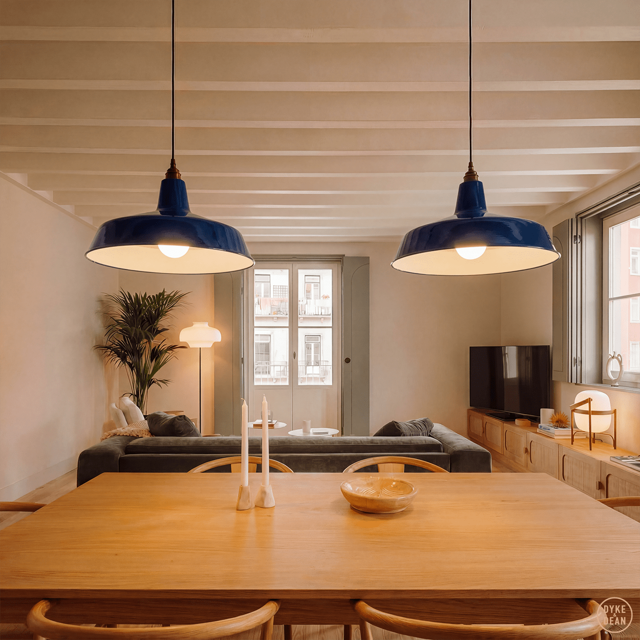 DYKE & DEAN PENDANT LAMPSHADE BLUE - DYKE & DEAN