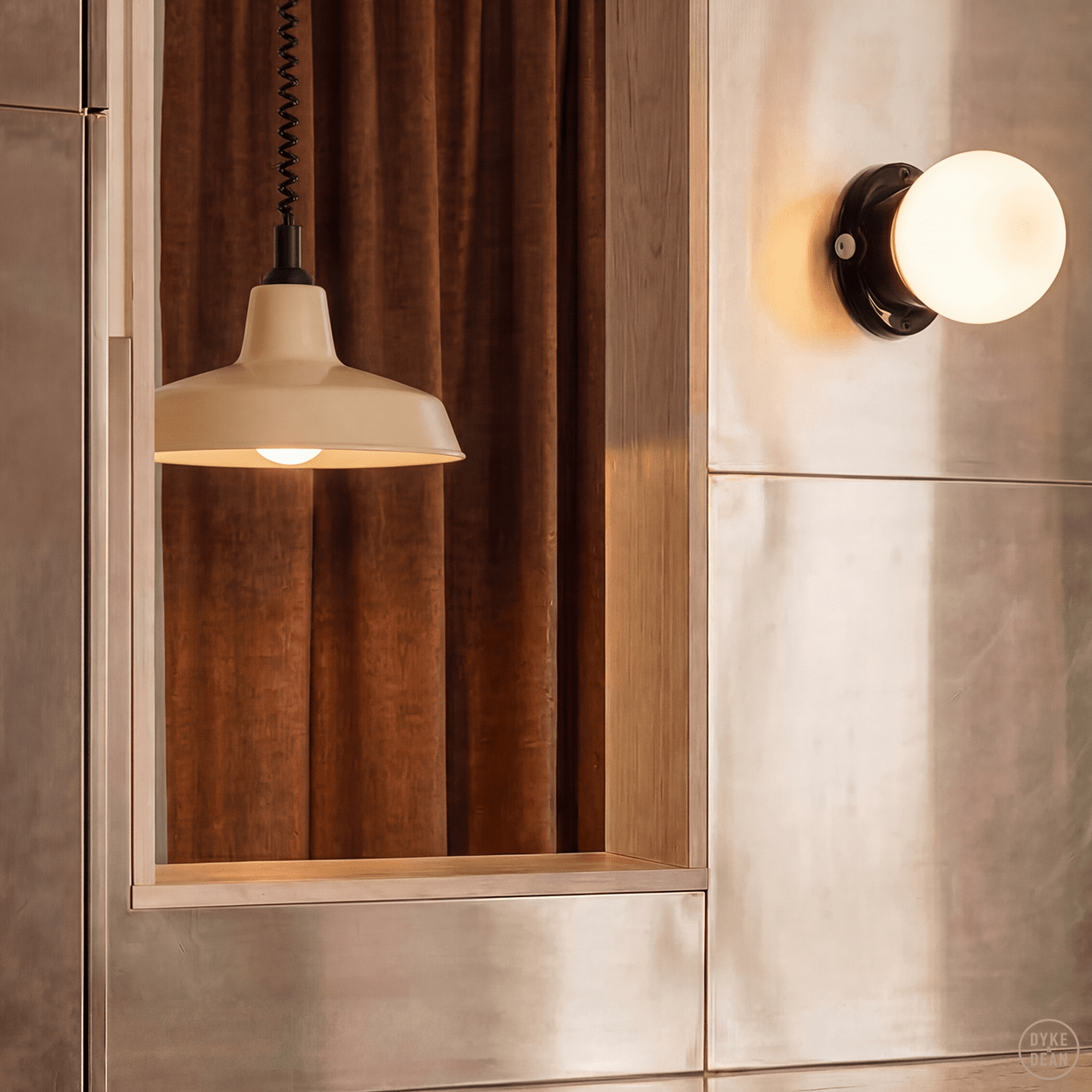 DYKE & DEAN PENDANT LAMPSHADE CREAM WITH RETRACTABLE SPRING - DYKE & DEAN