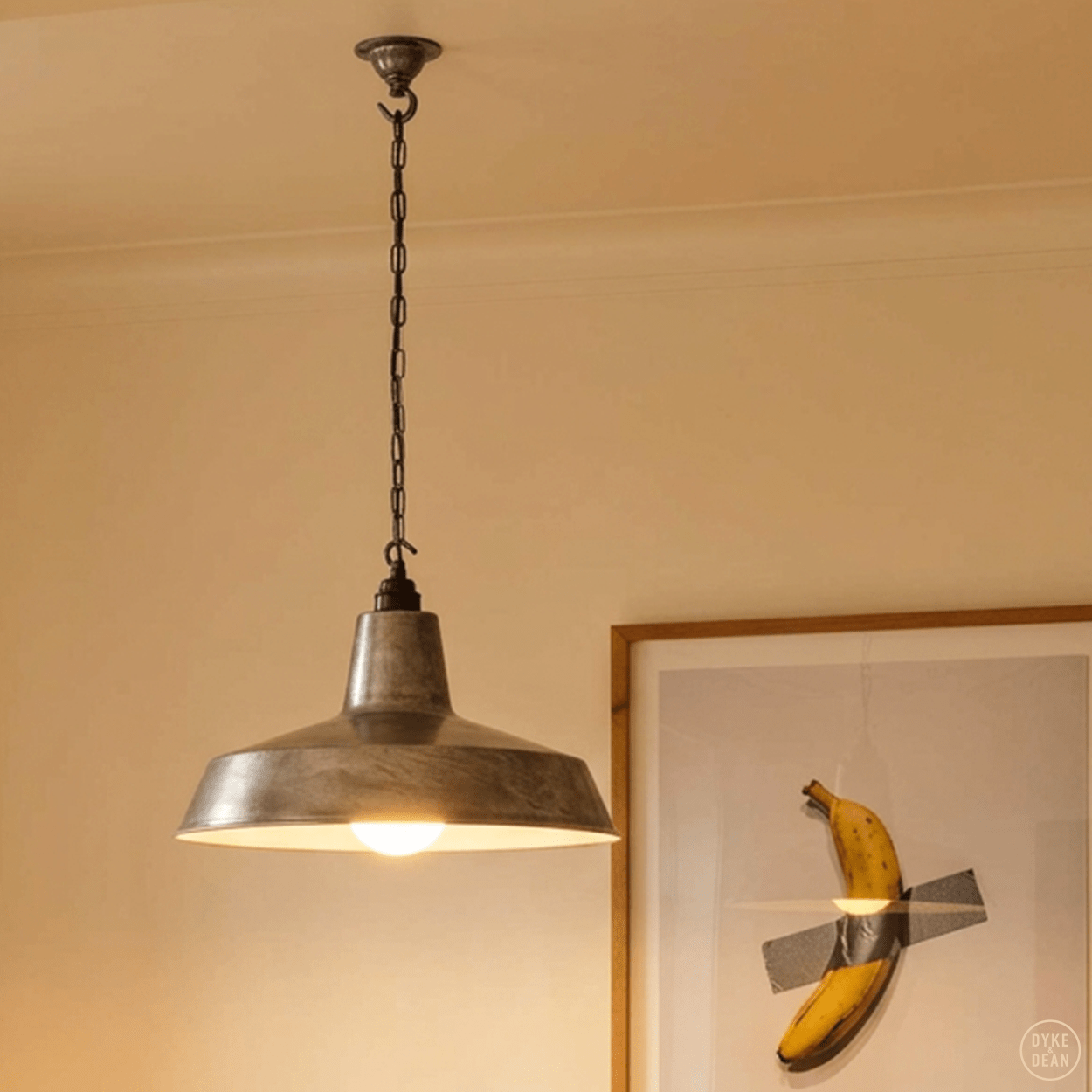 DYKE & DEAN PENDANT LAMPSHADE RAW METAL WITH HOOK & CHAIN SET - DYKE & DEAN
