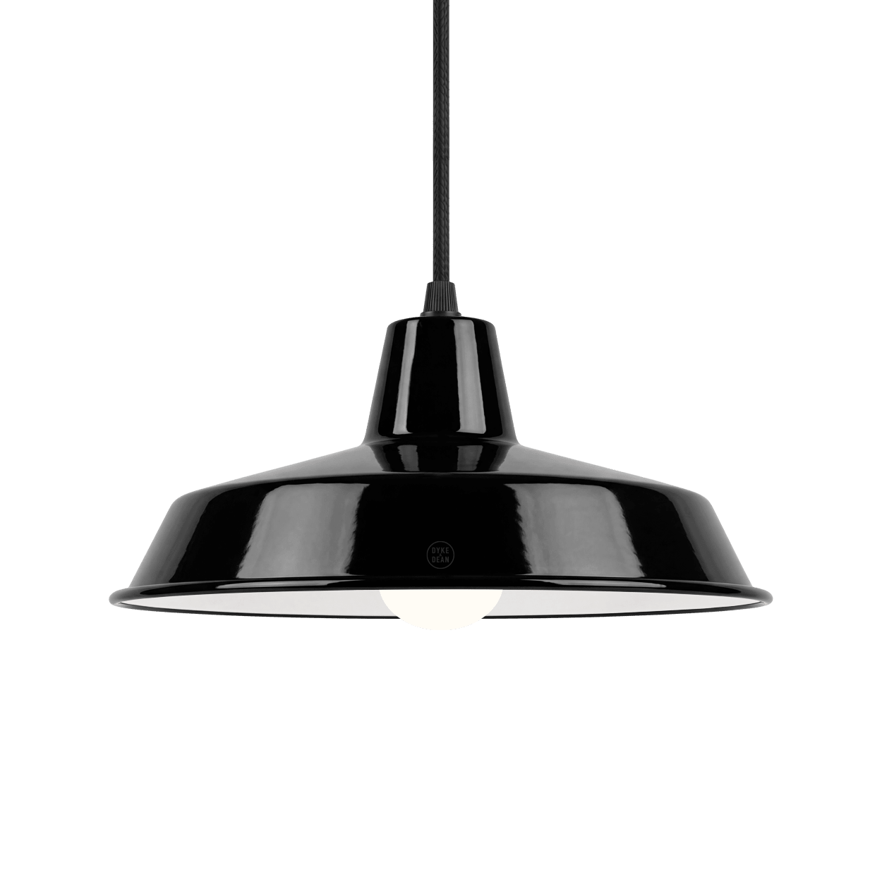 DYKE & DEAN SMALL PENDANT LAMPSHADE BLACK E27 BULB HOLDER - DYKE & DEAN